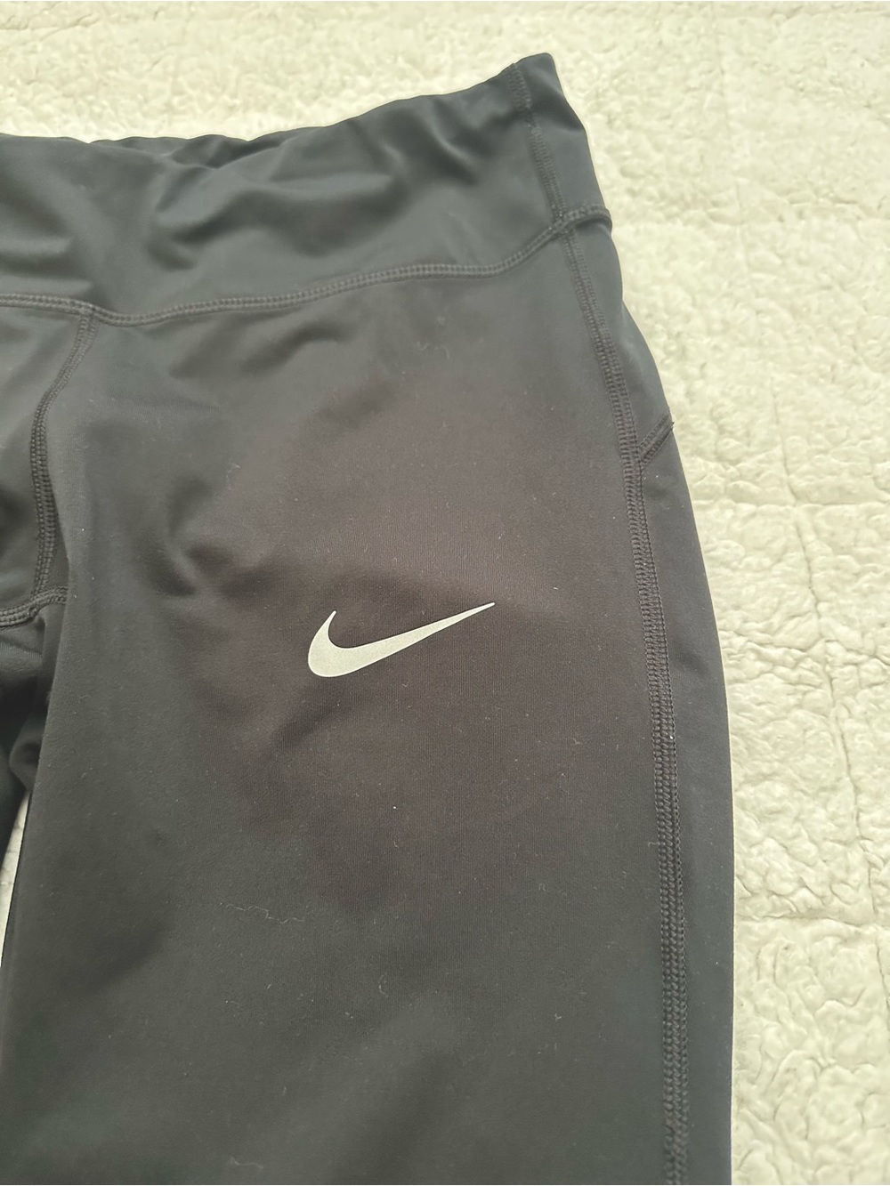 Nike Black Womens Performance Leggings with Silver Swoosh - Picture 2 of 5